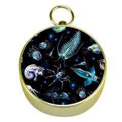 Colorful Abstract Pattern Consisting Glowing Lights Luminescent Images Marine Plankton Dark Gold Compasses by Ravend