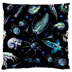 Colorful Abstract Pattern Consisting Glowing Lights Luminescent Images Marine Plankton Dark Standard Flano Cushion Case (one Side) by Ravend