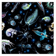 Colorful Abstract Pattern Consisting Glowing Lights Luminescent Images Marine Plankton Dark Square Satin Scarf (36  X 36 ) by Ravend