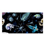 Colorful Abstract Pattern Consisting Glowing Lights Luminescent Images Marine Plankton Dark Satin Shawl 45  x 80  Front