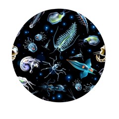 Colorful Abstract Pattern Consisting Glowing Lights Luminescent Images Marine Plankton Dark Mini Round Pill Box by Ravend