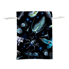 Colorful Abstract Pattern Consisting Glowing Lights Luminescent Images Marine Plankton Dark Lightweight Drawstring Pouch (m) by Ravend