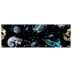 Colorful Abstract Pattern Consisting Glowing Lights Luminescent Images Marine Plankton Dark Banner And Sign 9  X 3  by Ravend