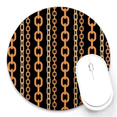 Gold Chain Jewelry Seamless Pattern Round Mousepad