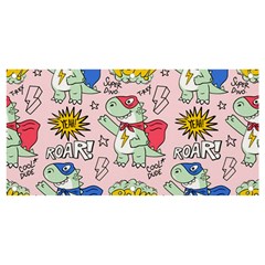 Seamless Pattern With Many Funny Cute Superhero Dinosaurs T-rex Mask Cloak With Comics Style Banner And Sign 4  X 2 