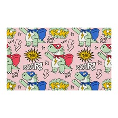 Seamless Pattern With Many Funny Cute Superhero Dinosaurs T-rex Mask Cloak With Comics Style Banner And Sign 5  X 3  by Ravend