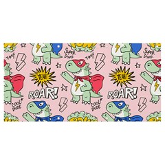 Seamless Pattern With Many Funny Cute Superhero Dinosaurs T-rex Mask Cloak With Comics Style Banner And Sign 8  X 4 