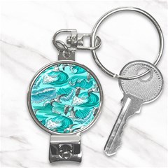 Sea Wave Seamless Pattern Nail Clippers Key Chain