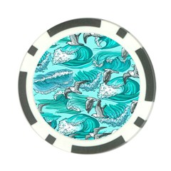 Sea Wave Seamless Pattern Poker Chip Card Guard by Ravend