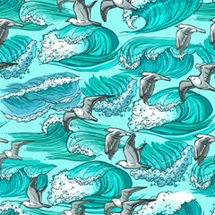 Sea Wave Seamless Pattern Play Mat (square)