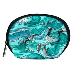 Sea Wave Seamless Pattern Accessory Pouch (medium) by Ravend