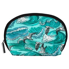 Sea Wave Seamless Pattern Accessory Pouch (large)