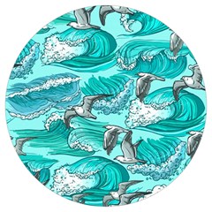 Sea Wave Seamless Pattern Round Trivet