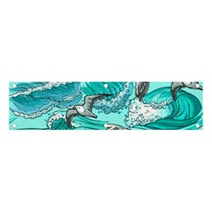 Sea Wave Seamless Pattern Banner And Sign 4  X 1  by Ravend