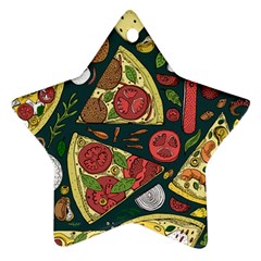 Vector Seamless Pizza Slice Pattern Hand Drawn Pizza Illustration Great Pizzeria Menu Background Ornament (star) by Ravend