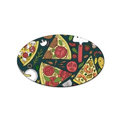 Vector Seamless Pizza Slice Pattern Hand Drawn Pizza Illustration Great Pizzeria Menu Background Sticker (oval) by Ravend