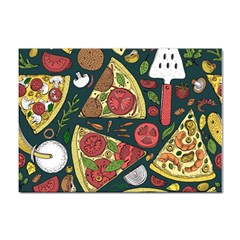 Vector Seamless Pizza Slice Pattern Hand Drawn Pizza Illustration Great Pizzeria Menu Background Sticker A4 (100 Pack)