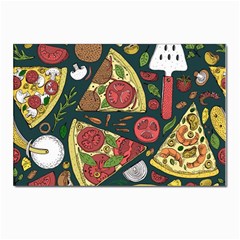 Vector Seamless Pizza Slice Pattern Hand Drawn Pizza Illustration Great Pizzeria Menu Background Postcards 5  X 7  (pkg Of 10) by Ravend