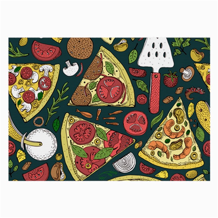 Vector Seamless Pizza Slice Pattern Hand Drawn Pizza Illustration Great Pizzeria Menu Background Large Glasses Cloth (2 Sides)