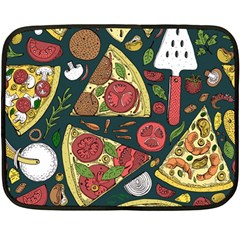 Vector Seamless Pizza Slice Pattern Hand Drawn Pizza Illustration Great Pizzeria Menu Background Double Sided Fleece Blanket (mini)  by Ravend