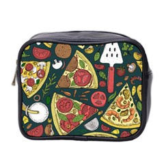 Vector Seamless Pizza Slice Pattern Hand Drawn Pizza Illustration Great Pizzeria Menu Background Mini Toiletries Bag (two Sides) by Ravend