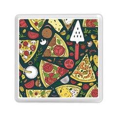 Vector Seamless Pizza Slice Pattern Hand Drawn Pizza Illustration Great Pizzeria Menu Background Memory Card Reader (square) by Ravend