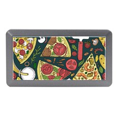 Vector Seamless Pizza Slice Pattern Hand Drawn Pizza Illustration Great Pizzeria Menu Background Memory Card Reader (mini) by Ravend