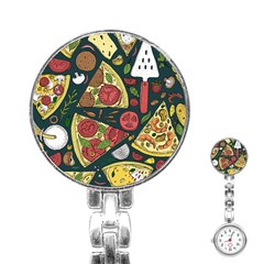 Vector Seamless Pizza Slice Pattern Hand Drawn Pizza Illustration Great Pizzeria Menu Background Stainless Steel Nurses Watch by Ravend