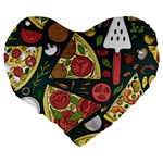 Vector Seamless Pizza Slice Pattern Hand Drawn Pizza Illustration Great Pizzeria Menu Background Large 19  Premium Flano Heart Shape Cushions Back