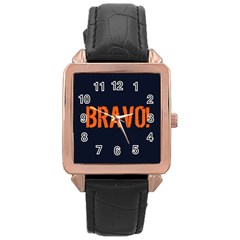 Bravo! Italian Saying Rose Gold Leather Watch  by ConteMonfrey