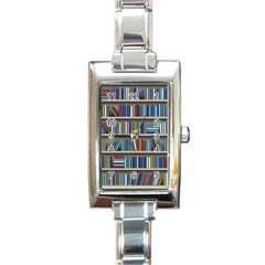 Bookshelf Rectangle Italian Charm Watch by Wegoenart