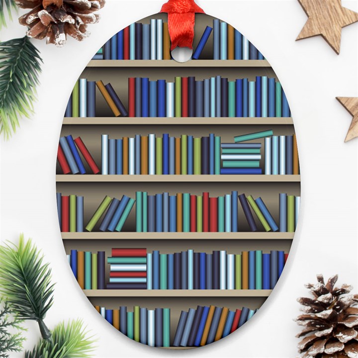 Bookshelf Oval Ornament (Two Sides)