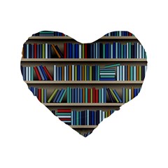 Bookshelf Standard 16  Premium Heart Shape Cushions by Wegoenart