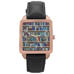 Bookshelf Rose Gold Leather Watch  by Wegoenart