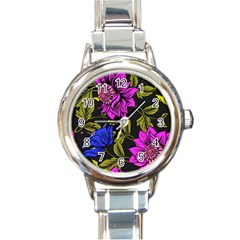 Botany Floral Flower Plant Petals Round Italian Charm Watch by Wegoenart