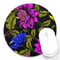 Botany Floral Flower Plant Petals Round Mousepad by Wegoenart