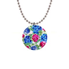 Flowers Floral Picture Flower 1  Button Necklace by Wegoenart