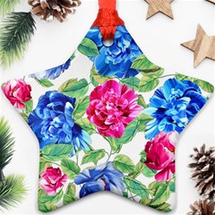 Flowers Floral Picture Flower Star Ornament (two Sides)