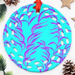 Branches Leaves Colors Summer Round Filigree Ornament (two Sides)