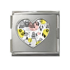 The Park  Pattern Design Mega Link Heart Italian Charm (18mm)