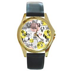 The Park  Pattern Design Round Gold Metal Watch by Wegoenart