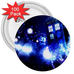 Tardis Background Space 3  Buttons (100 Pack)  by Jancukart