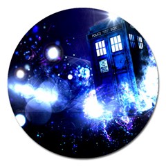 Tardis Background Space Magnet 5  (round) by Jancukart