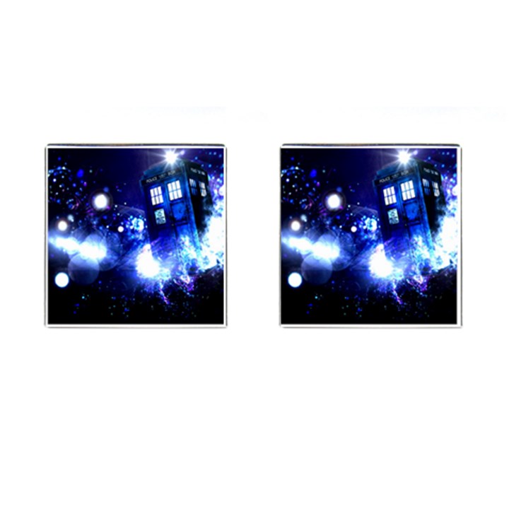 Tardis Background Space Cufflinks (Square)