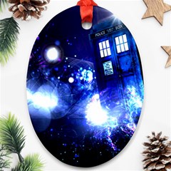 Tardis Background Space Oval Ornament (two Sides)