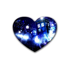 Tardis Background Space Rubber Coaster (heart)