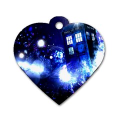 Tardis Background Space Dog Tag Heart (two Sides) by Jancukart