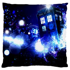 Tardis Background Space Large Flano Cushion Case (one Side)