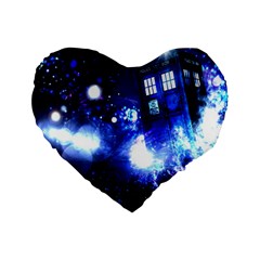 Tardis Background Space Standard 16  Premium Flano Heart Shape Cushions