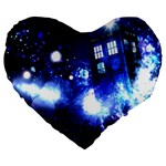 Tardis Background Space Large 19  Premium Flano Heart Shape Cushions Front